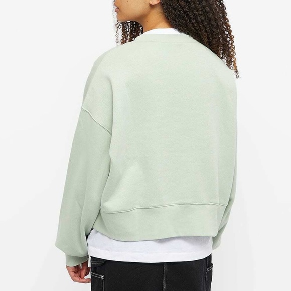 Nike Green Center Swoosh Crewneck Sweater Cropped Oversized Large - Picture 3 of 5